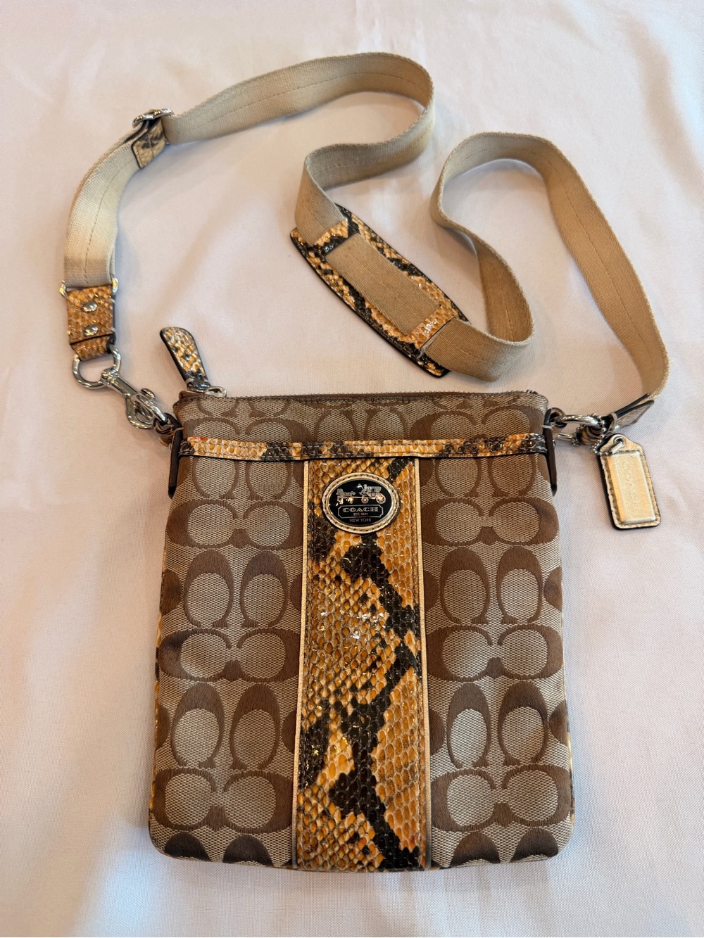 Coach Sutton Signature Python Swingpack Crosbody Bag Rare